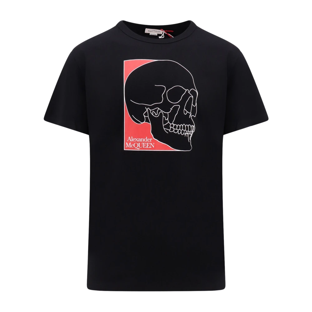 Alexander mcqueen Zwart Crew-neck T-shirt met Iconische Print Black Heren