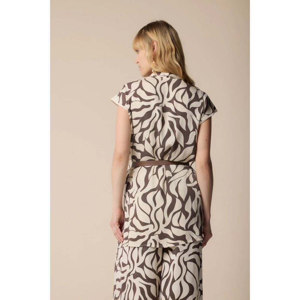 Kocca Elegante Hazelnootbruine Gestreepte Blouse Multicolor Dames