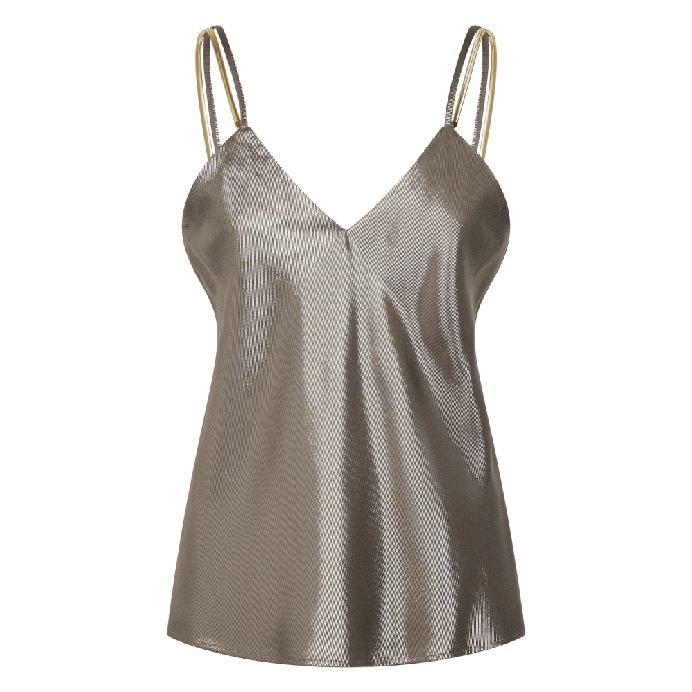 Max Mara Women's Brown Top Canottiera In Tes. - Sleeveless Tops - M - Tops