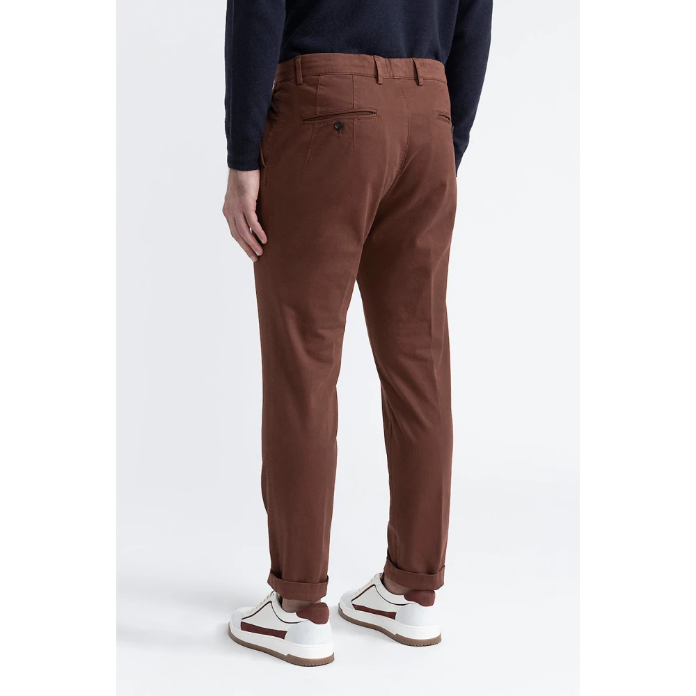 PESERICO Stretch katoenen chino's Brown Heren