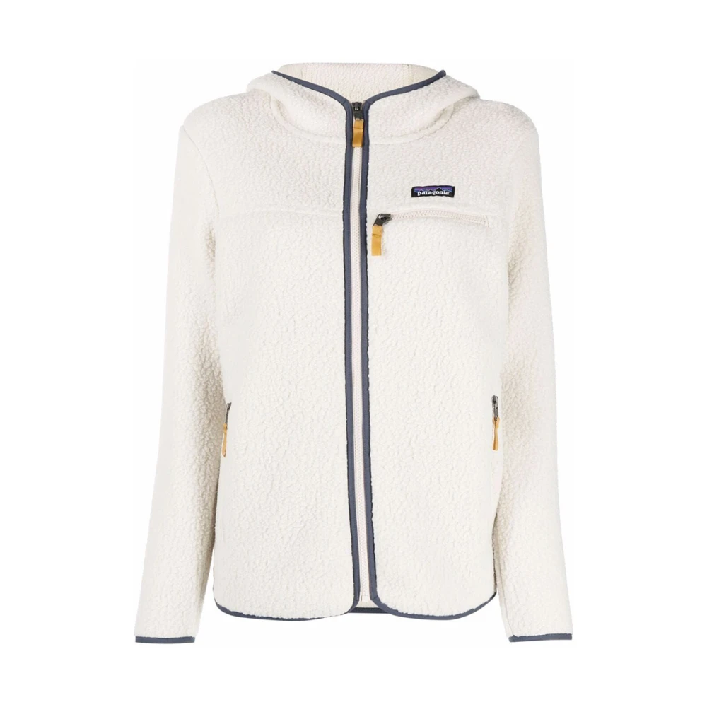 Patagonia Retro Pile Hoody met Gestreepte Rand White Dames