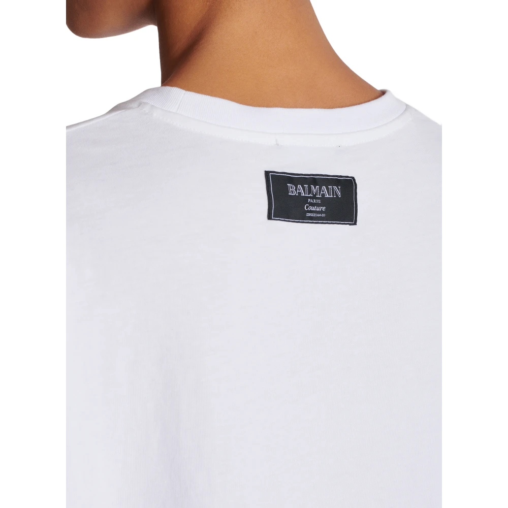 Balmain T-shirt met kusprint en korte mouwen White Dames