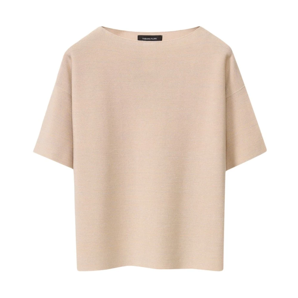 Fabiana Filippi Beige Round-Neck Knitwear, Female, Xs, Round-Neck Knitwear