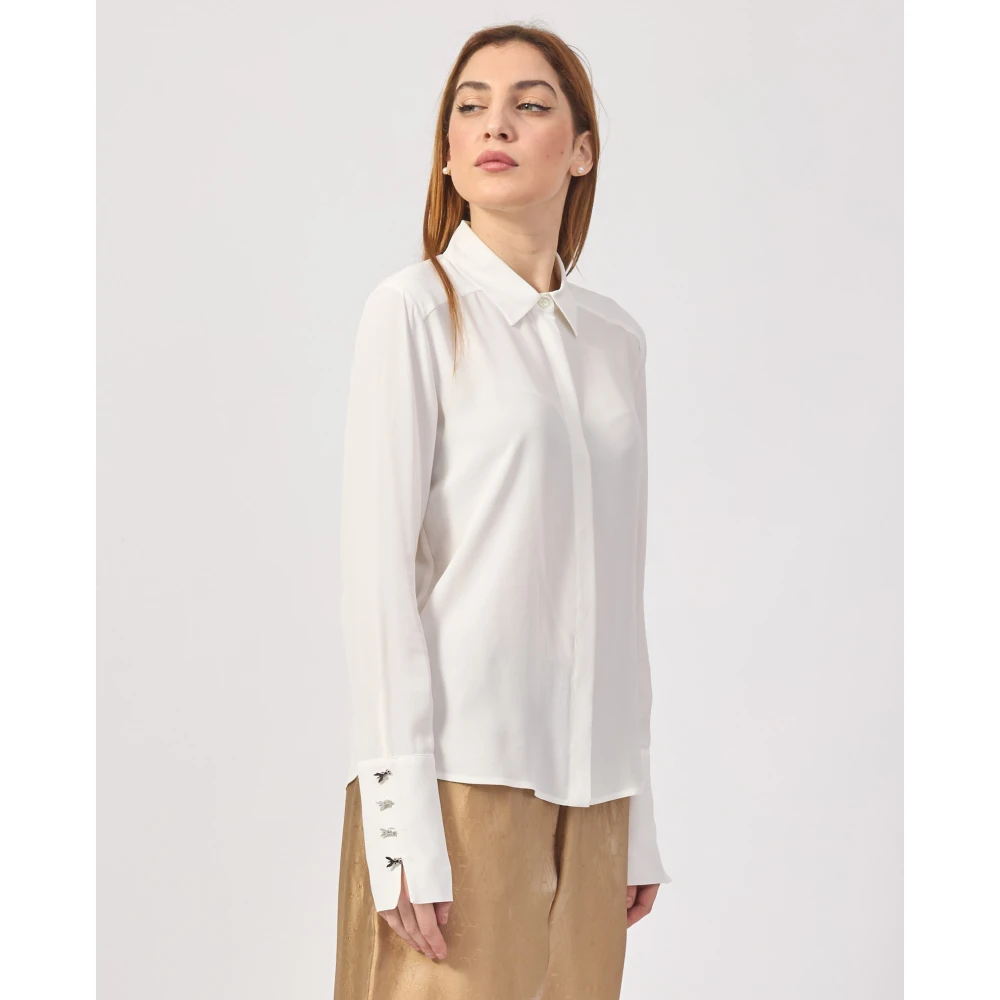 PATRIZIA PEPE Witte Essential Shirt met Fly-knopen White Dames