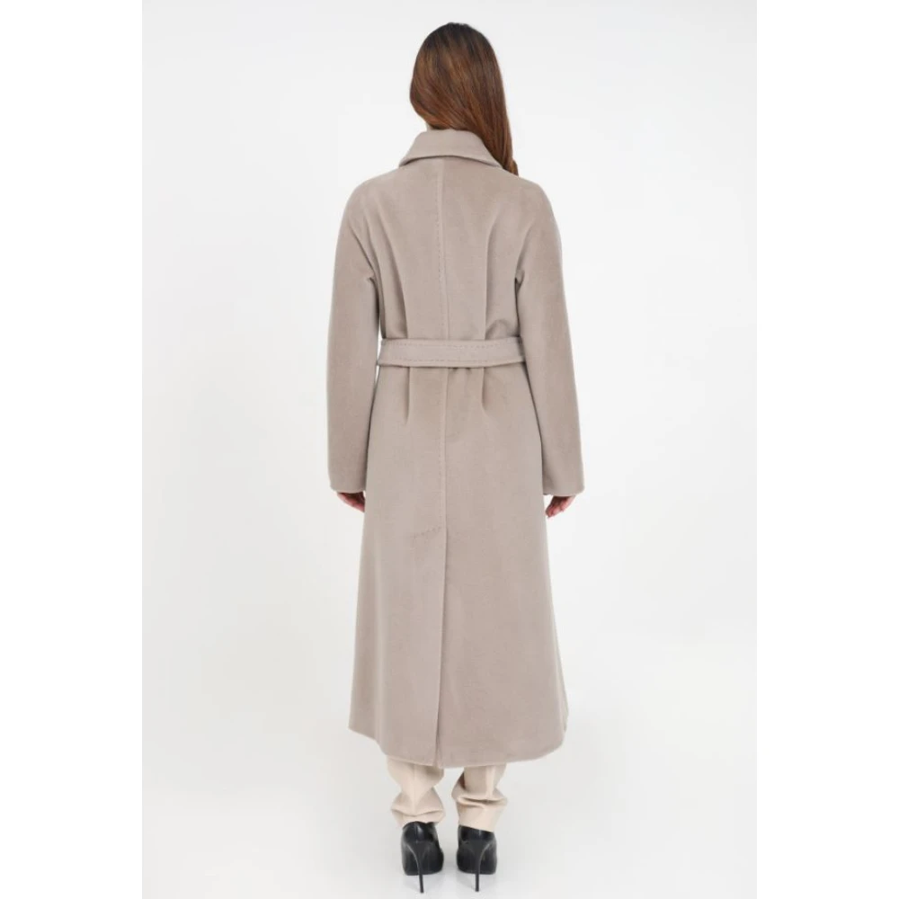 Max Mara Studio Grijze Double-Breasted Jassen met Riem Gray Dames