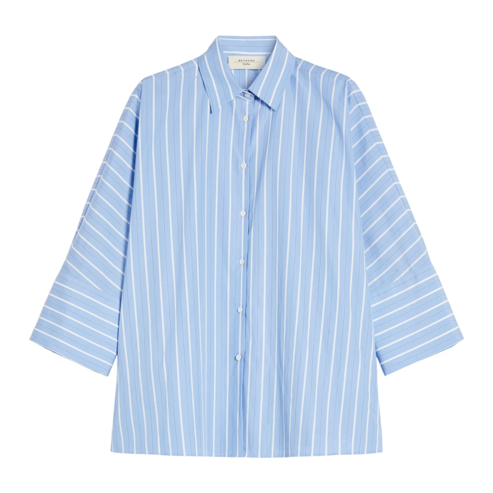Max Mara Weekend Katoenen Popeline Overhemd Blue Dames