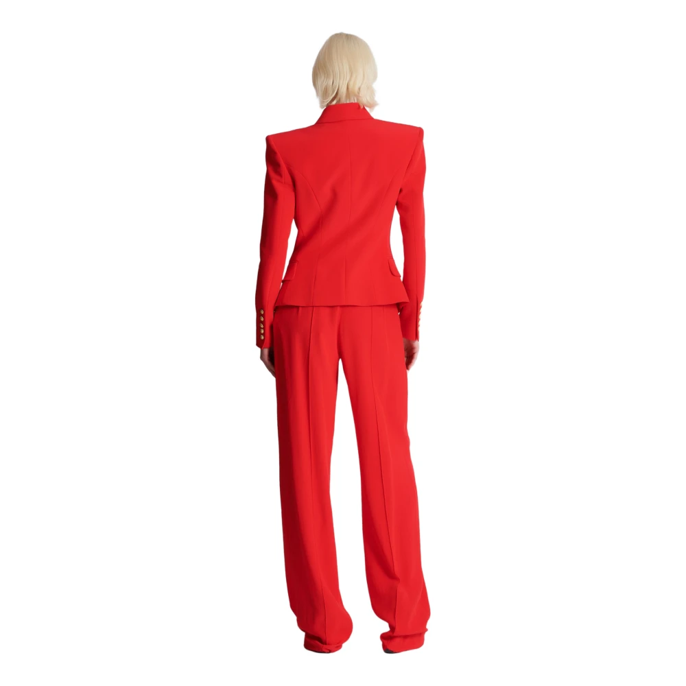 Balmain Aansluitend kreukvrij jasje met 6 knopen Red Dames