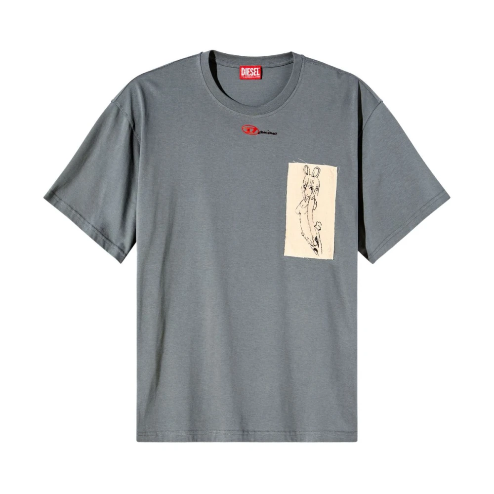 Diesel Men's Gray T-Shirts,, T-Shirt Extra Small