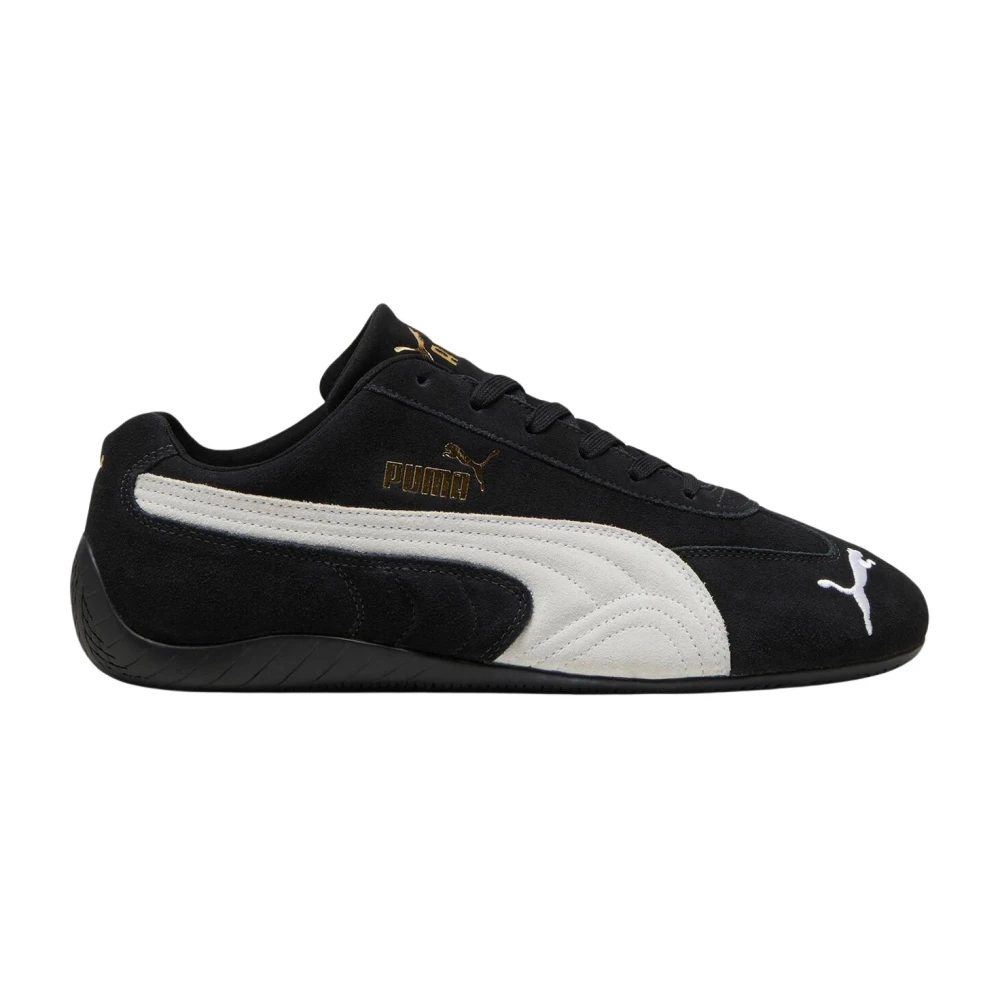 Puma Men's Black Gold-Tone Logo Trainers - Sneakers - 8 Uk - Shoes