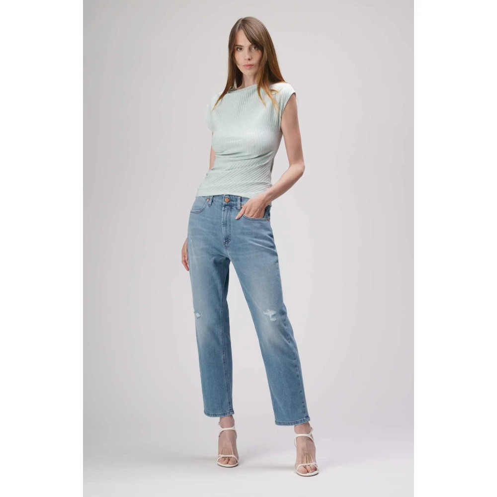 Jeckerson Boyfriend Fit Denim Jeans in Medium Blauw Blue Dames