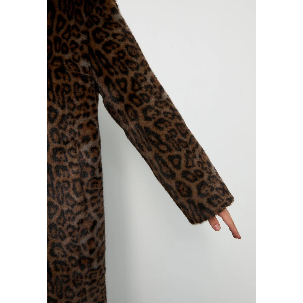 Cesare Gaspari Elegant Leopard Print Faux Fur Coat Ivy Brown Dames