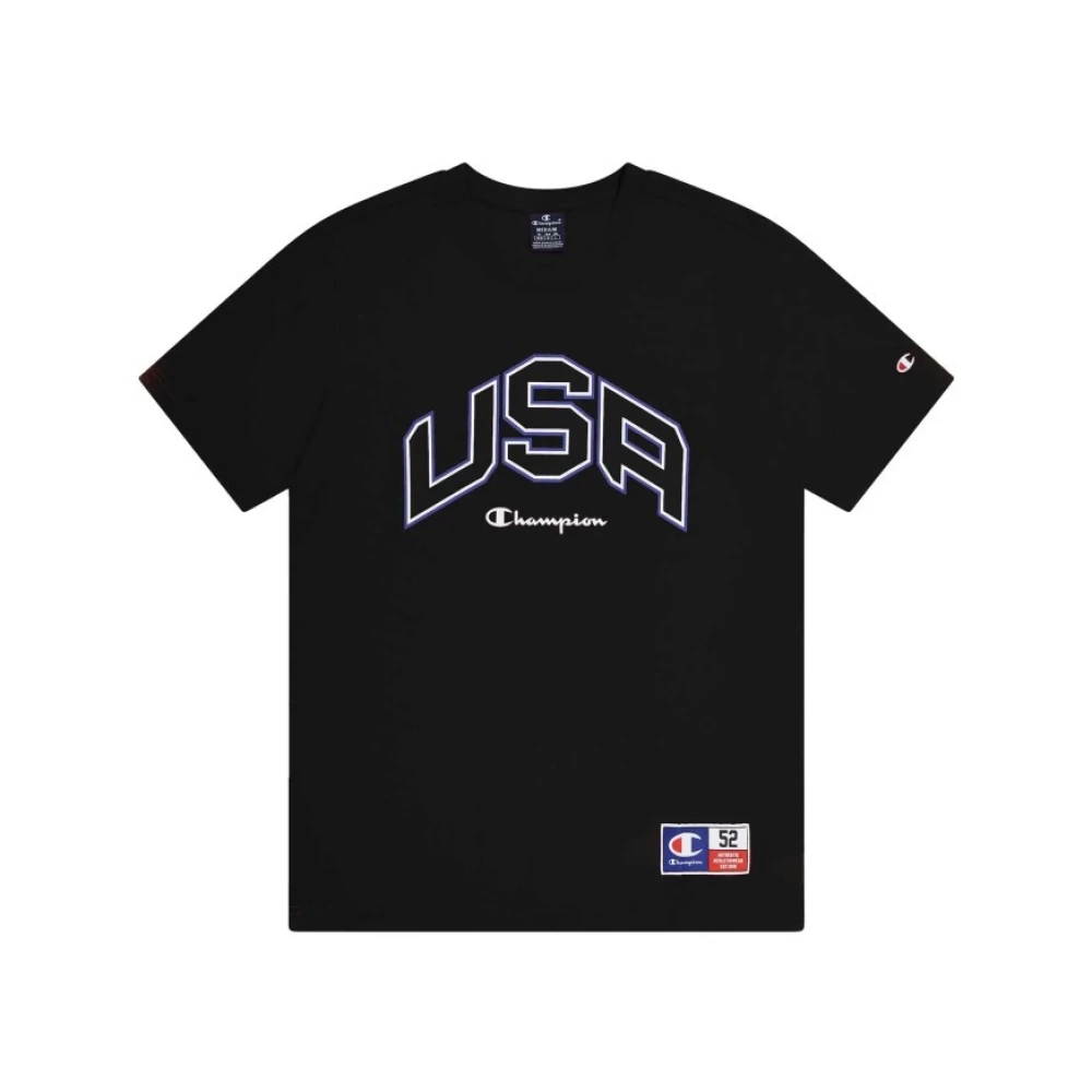 Champion Legacy Printed Logo Tee Zwart Black Heren