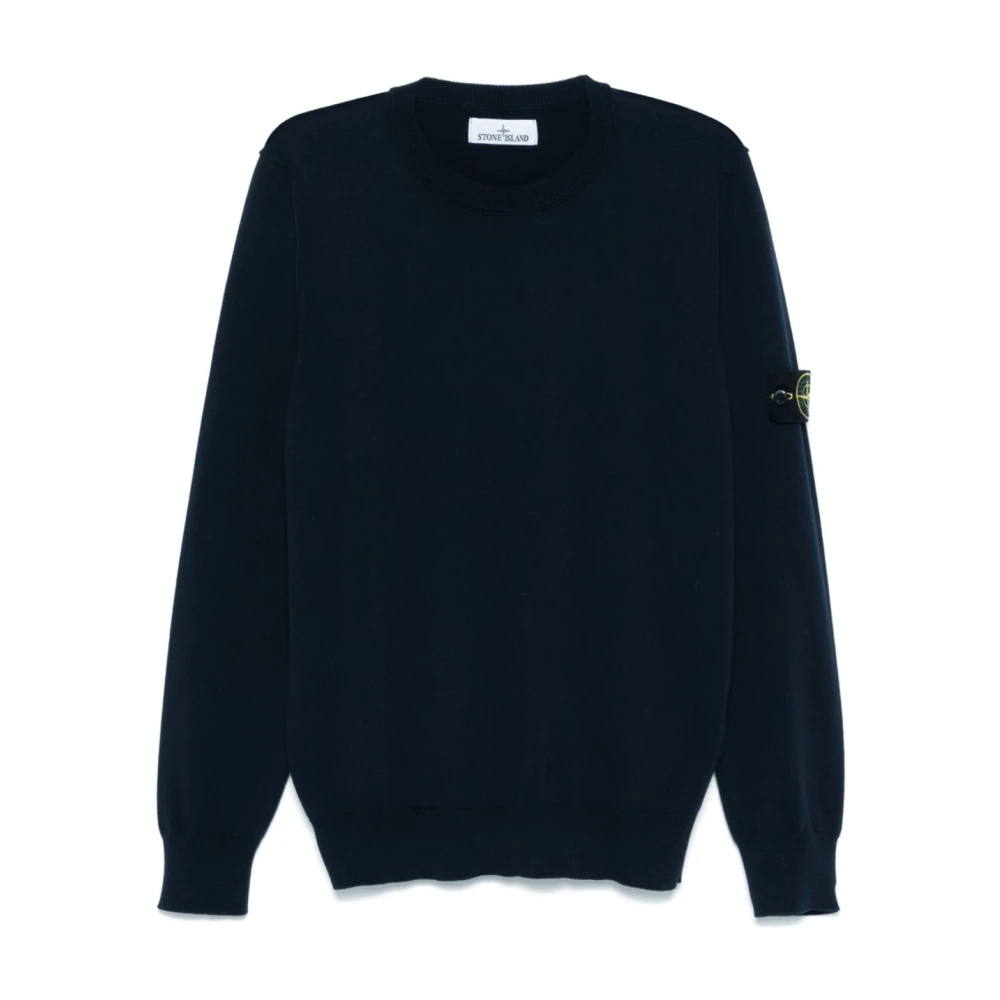 Stone Island Blauwe Katoenen Gebreide Trui Blue Heren