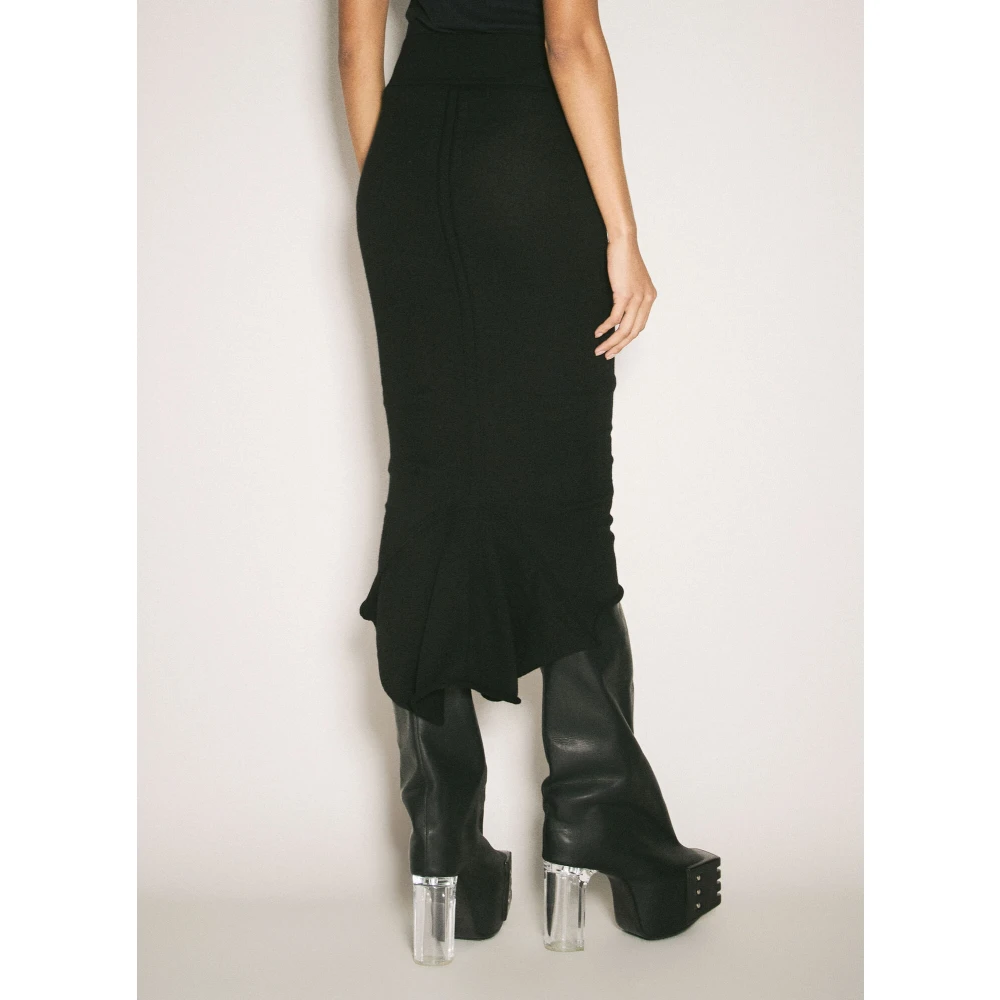 Rick Owens Peplum Gebreide Midi Rok Black Dames