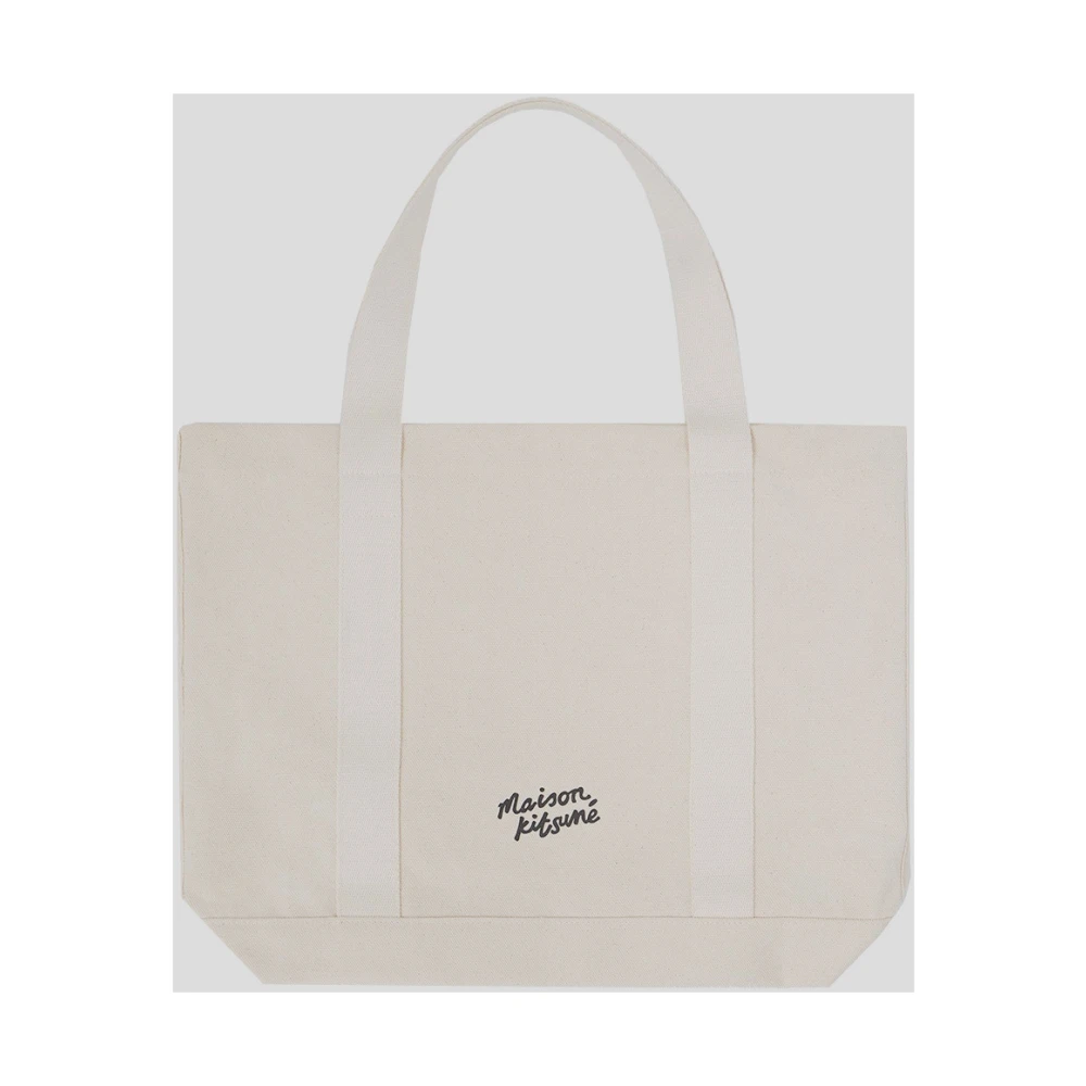 Maison Kitsuné Katoenen Tote Tas voor Mannen Beige Heren