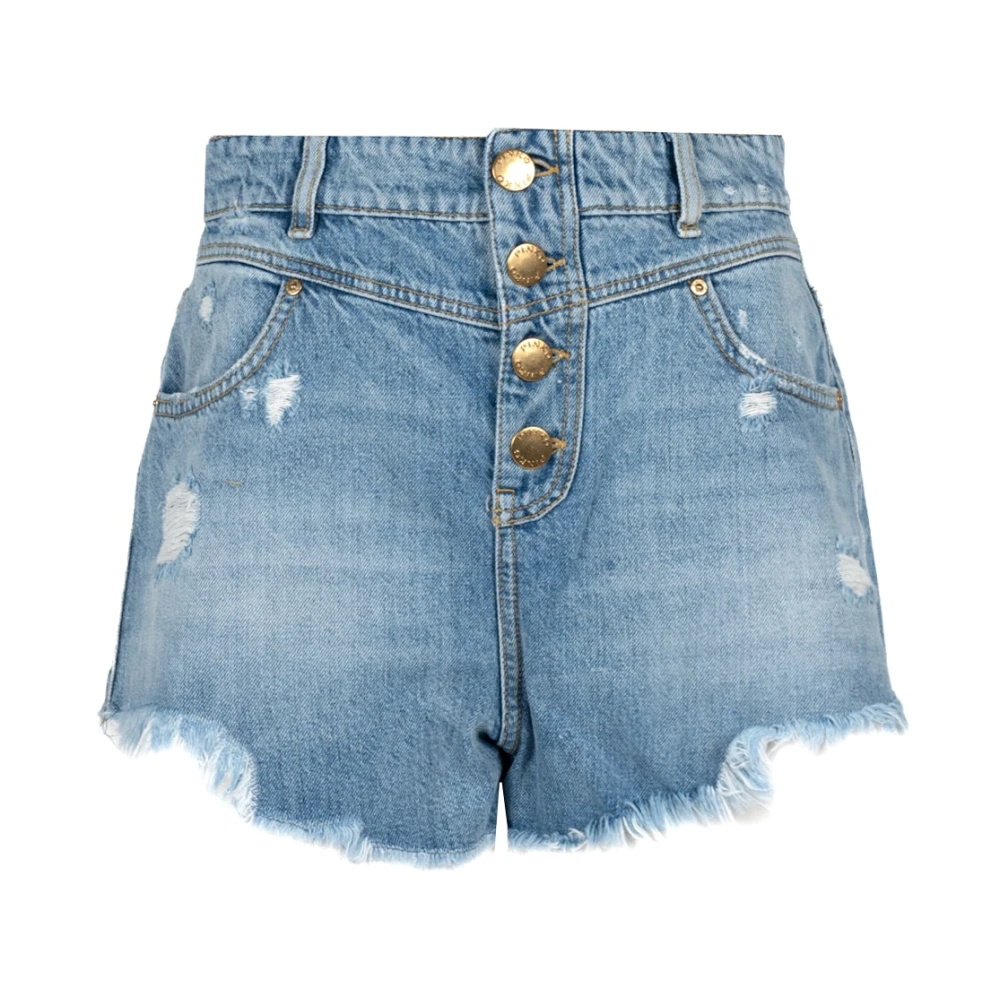 Pinko Denim Shorts met knoopsluiting Blue Dames