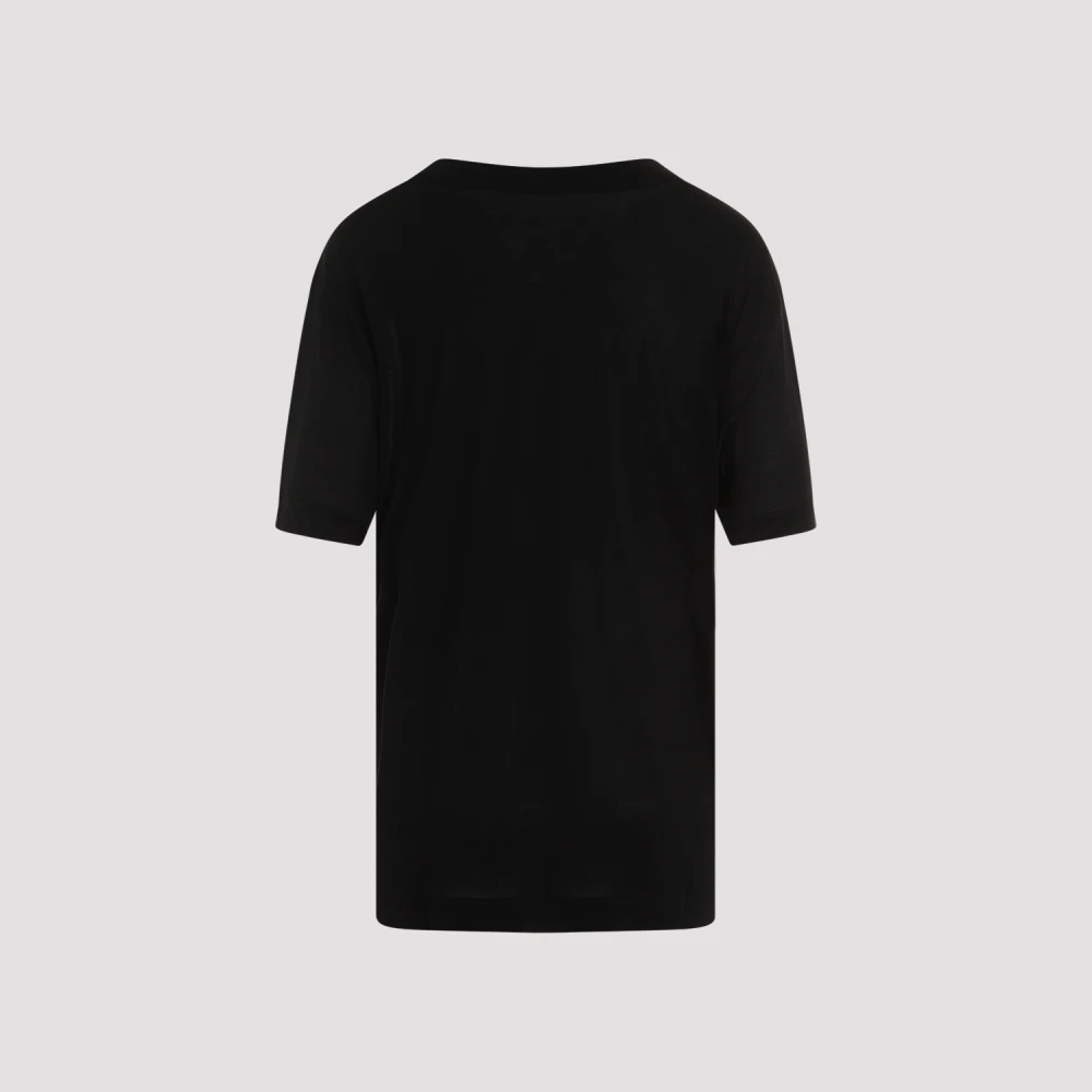 Lemaire Zwart Zijden Crew Neck T-shirt Black Dames