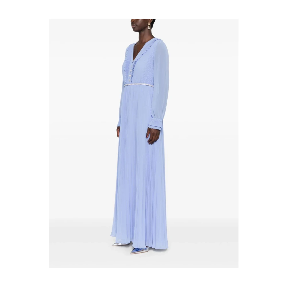 Self Portrait Blauwe V-hals Diamanté Jurk Blue Dames