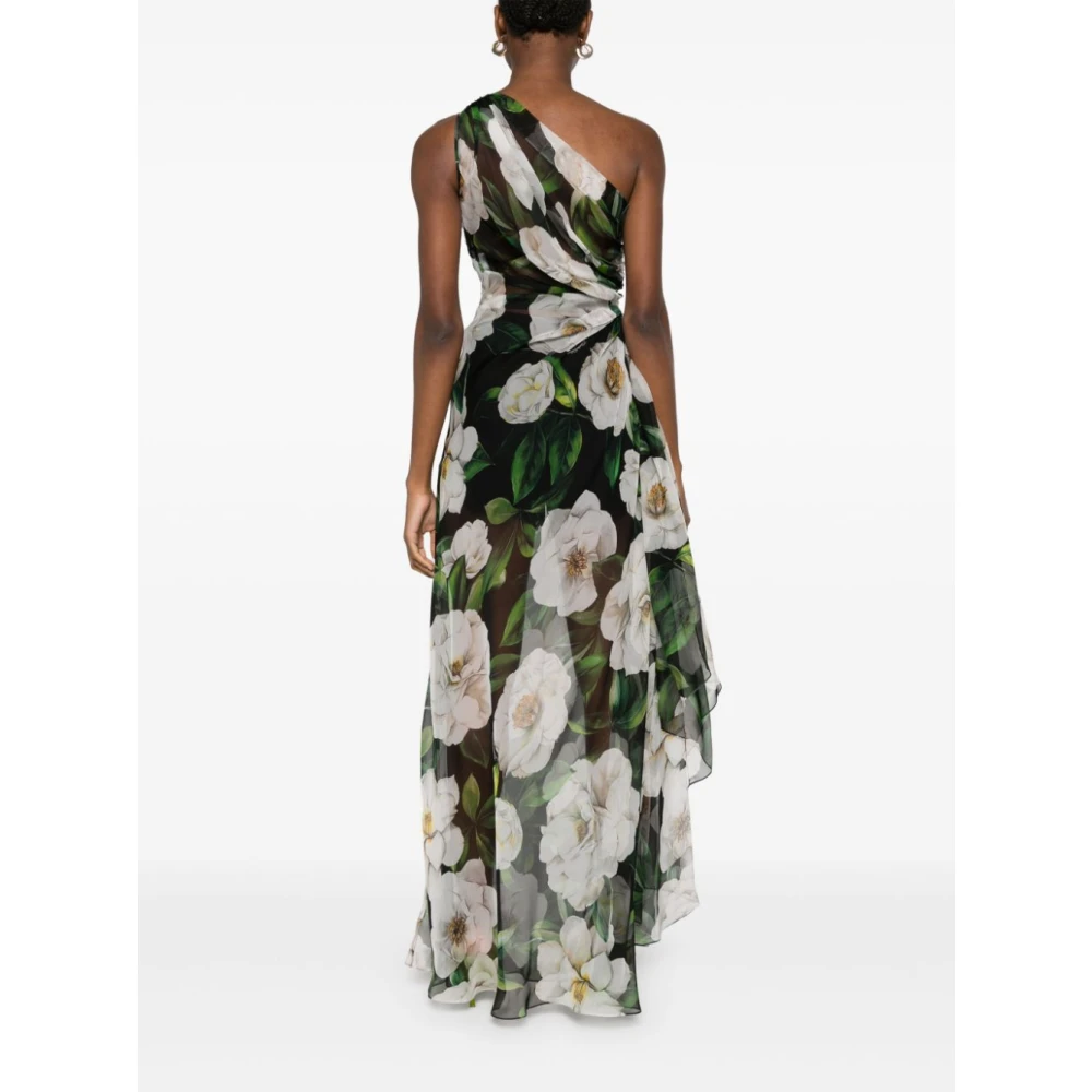Dolce & Gabbana Zwarte Gedrapeerde Jurk Gerimpeld Ontwerp Multicolor Dames
