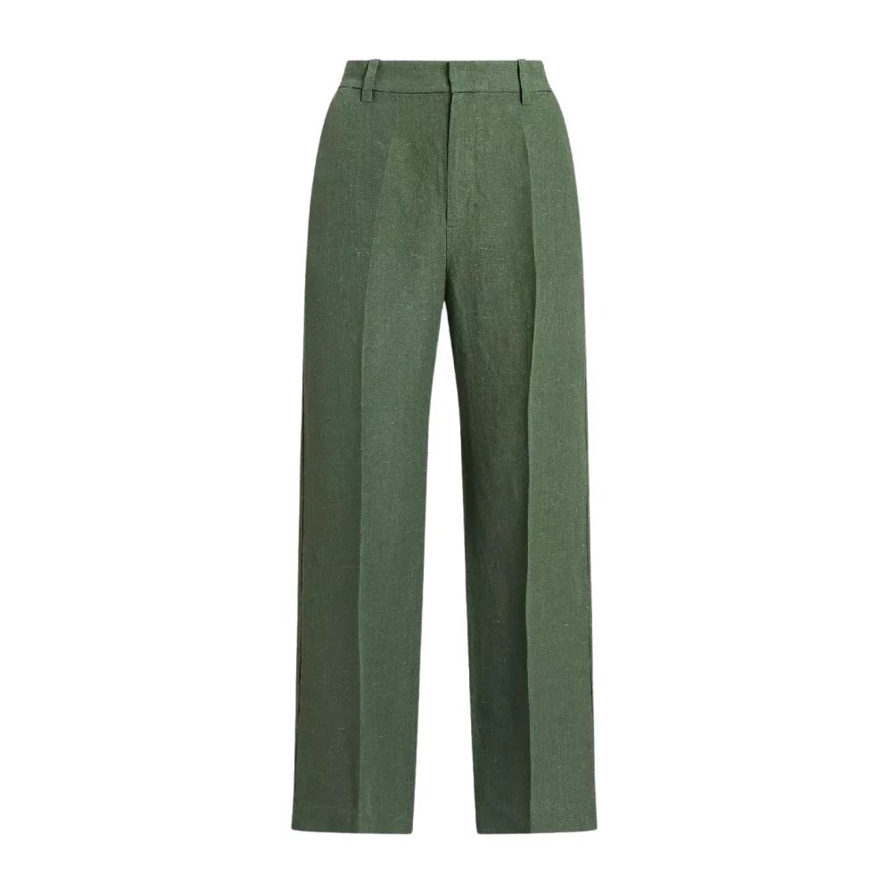 Ralph Lauren Linnen Broek met Wijde Pijpen Green Dames