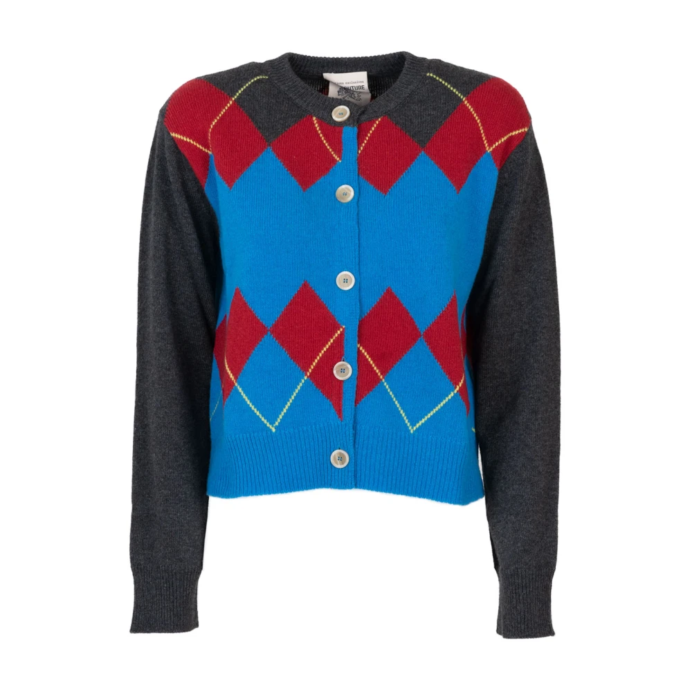 Semicouture Wollen Cardigan met Diamantpatroon Blue Dames