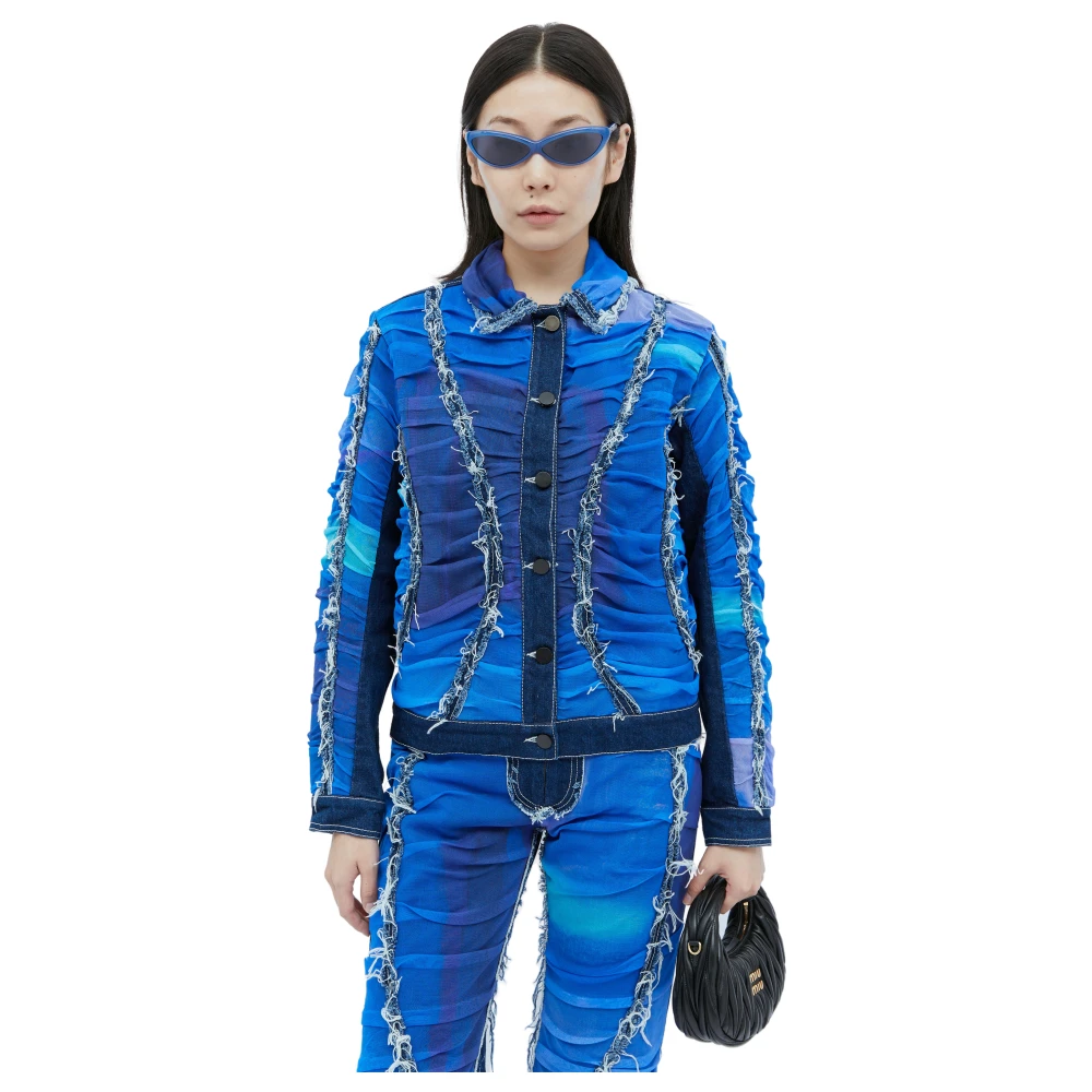 Paula Canovas del Vas Mesh Inzet Denim Jack Multicolor Dames