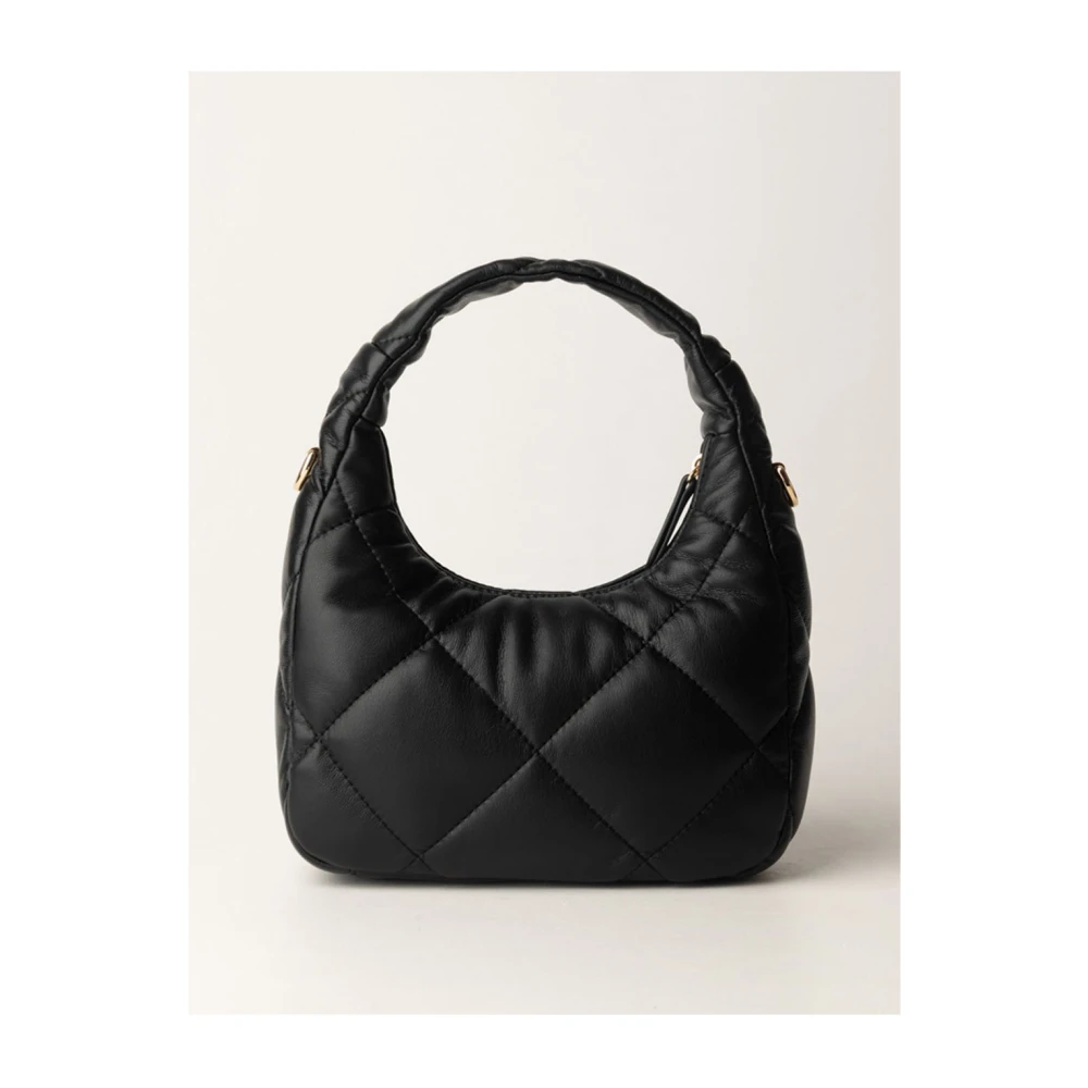Twinset Gewatteerde leren handtas met ritssluiting Black Dames