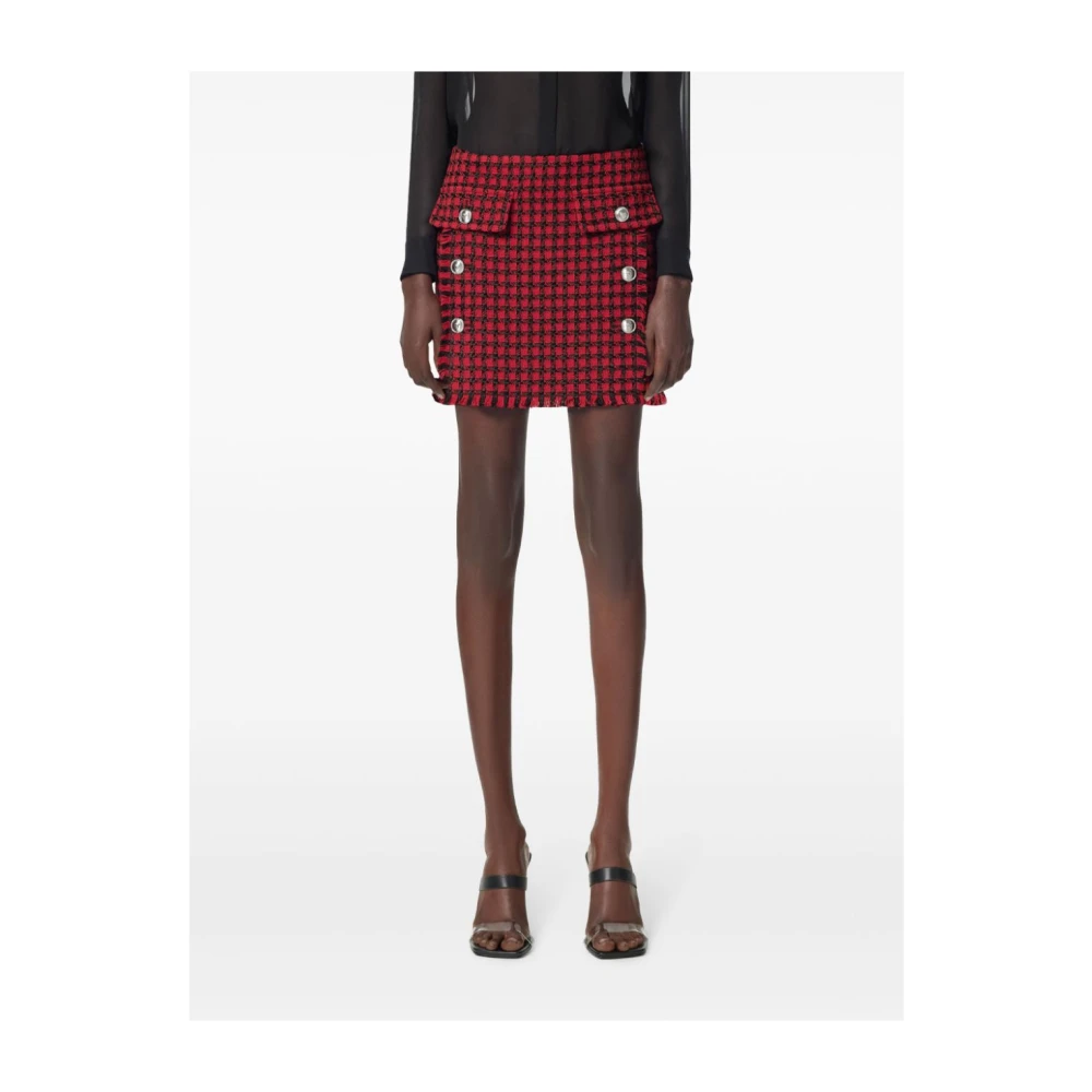 Versace Rood en Zwart Tweed Rok Red Dames