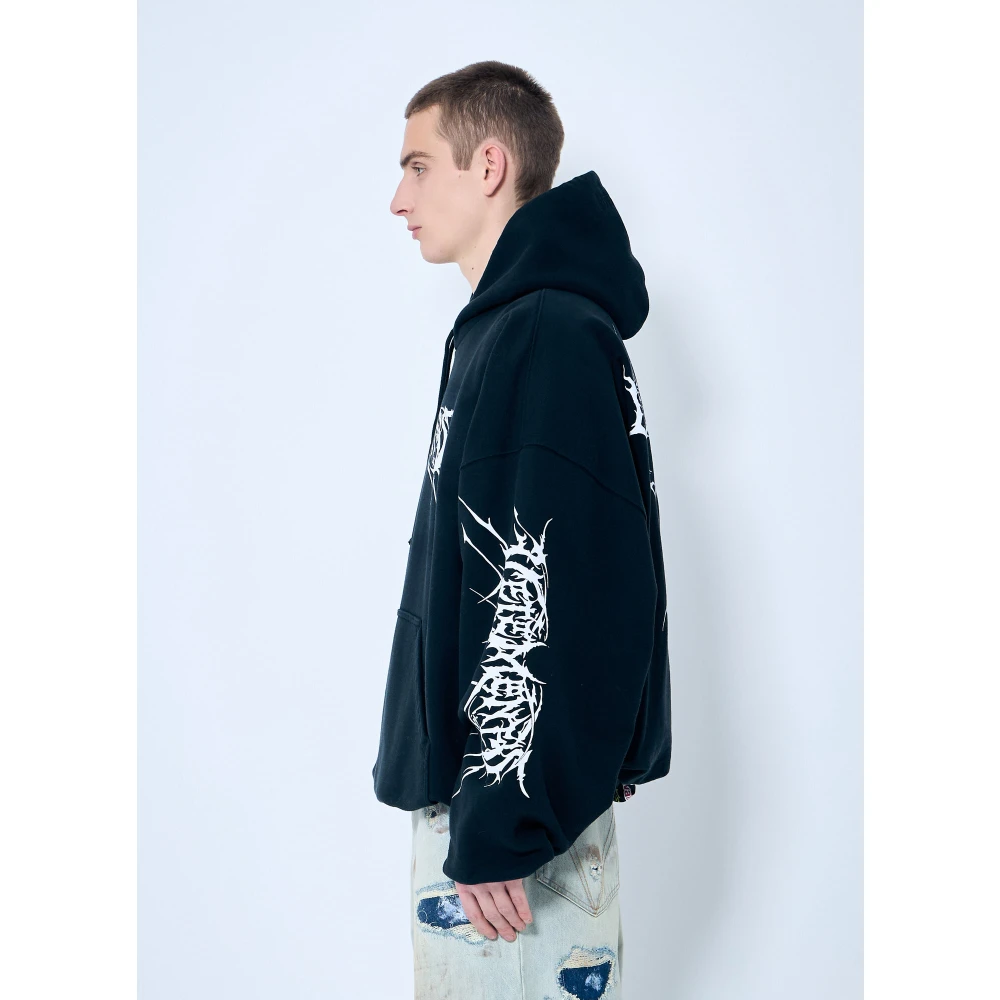 Vetements Grafische Print Cropped Hoodie Black Heren