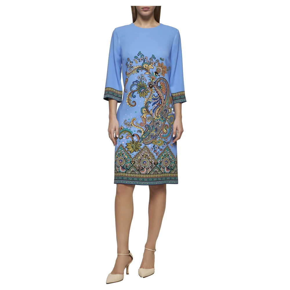 ETRO Blauwe Bloemen Paisley Print Jurk Multicolor Dames