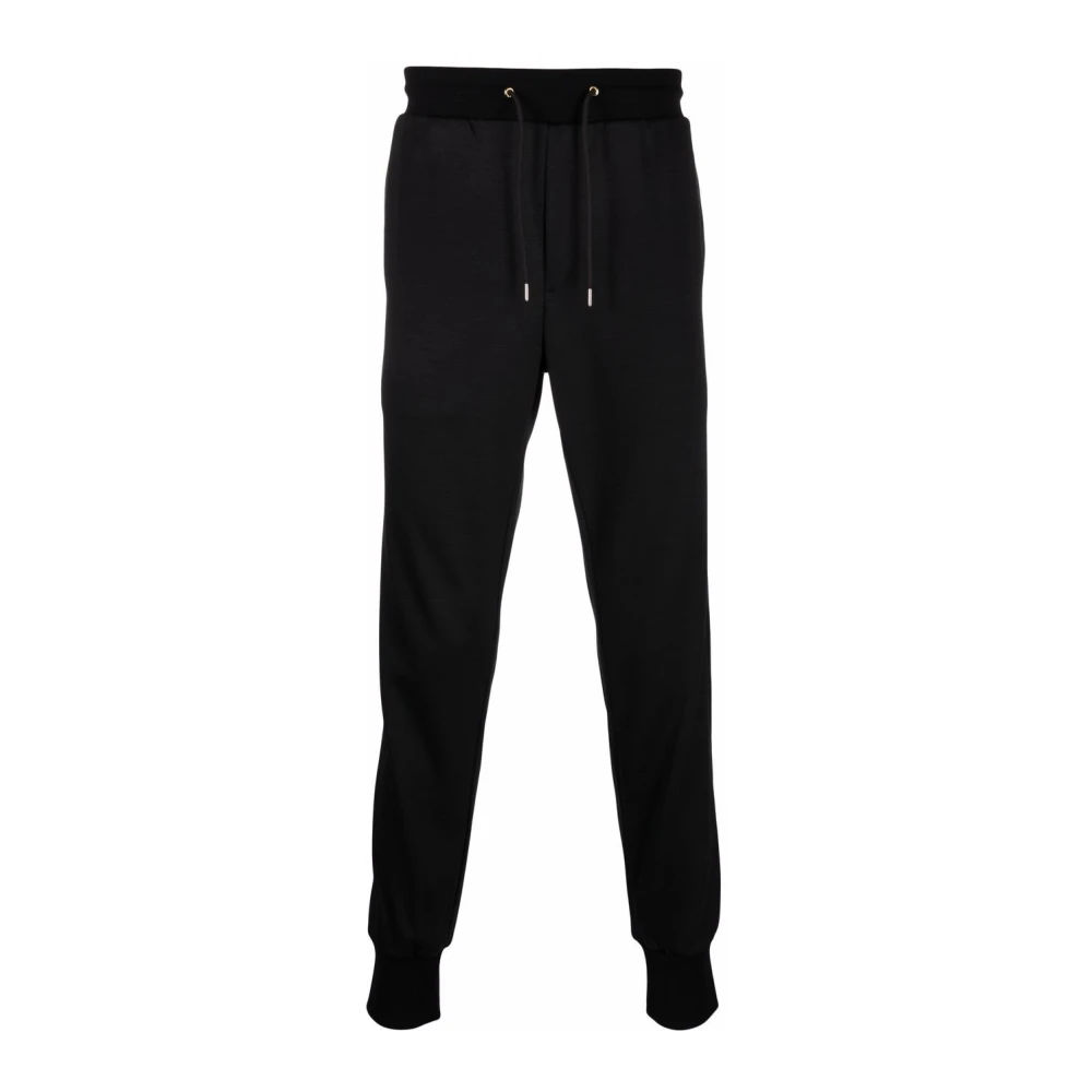 PS By Paul Smith Zwarte wollen broek met streepdetail Black Heren