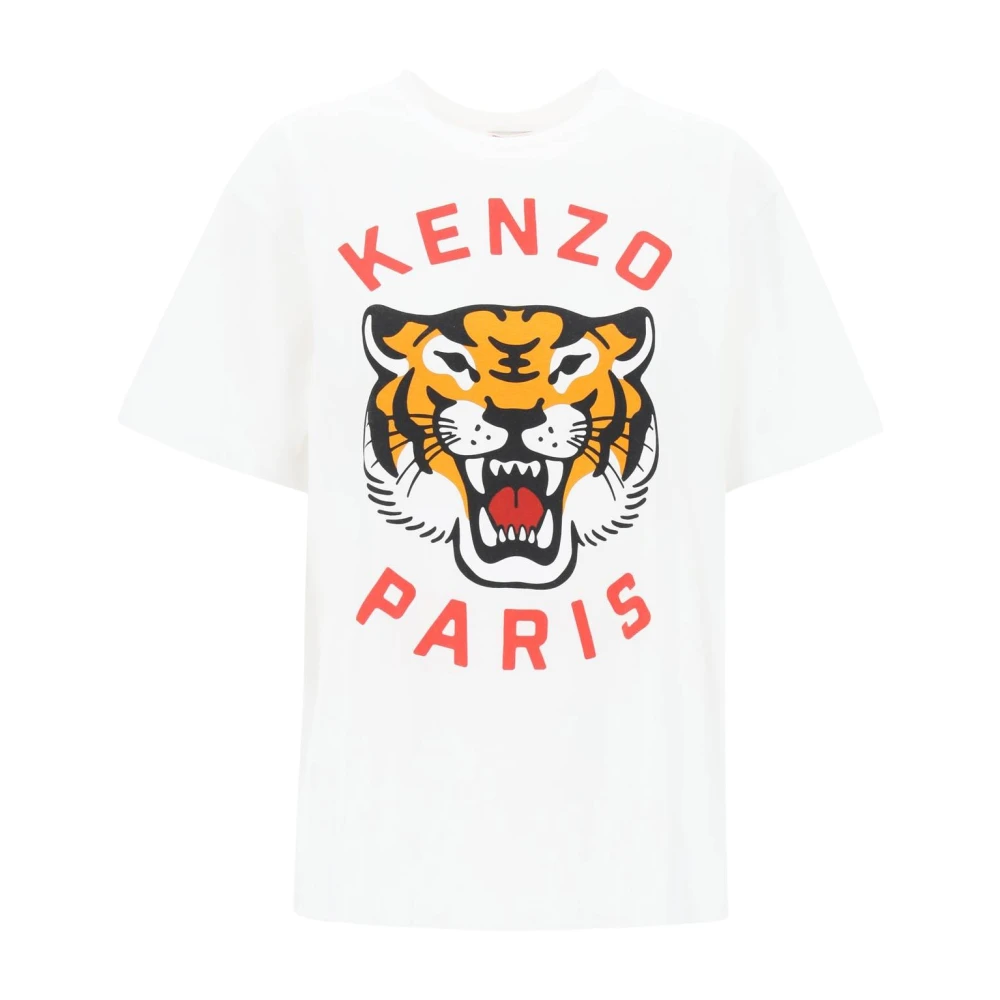 Kenzo Witte Tiger Print T-shirts en Polos White