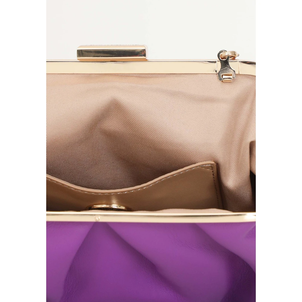 Love Moschino Paarse Clutch Tas met Gouden Ketting en Hart Logo Purple Dames