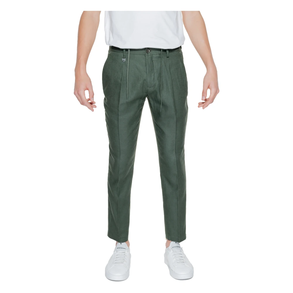 Antony Morato Groene linnen broek met ritssluiting Green Heren