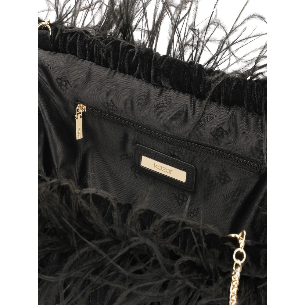 Kazar Zwarte avondtasje met veren Black Dames