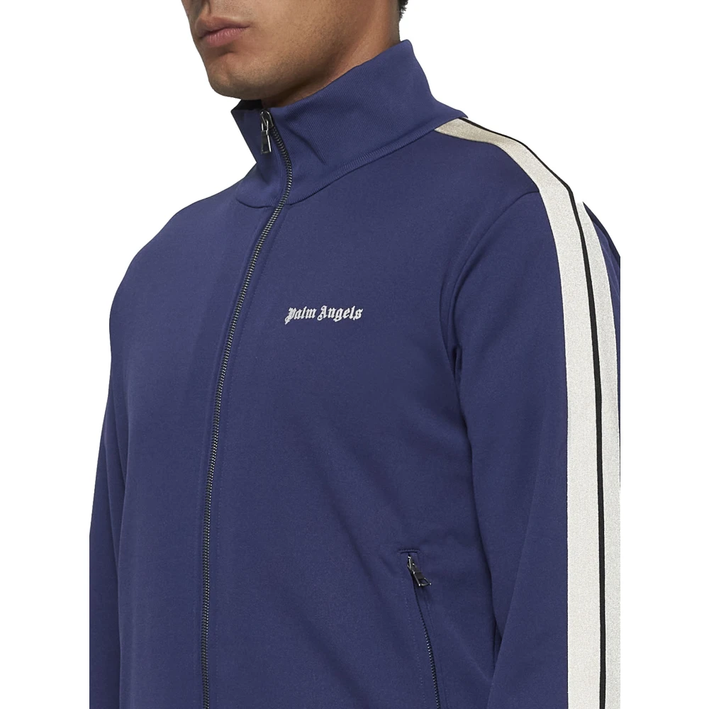 Palm Angels Navy Blue Track Jacket met Logo Blue Heren
