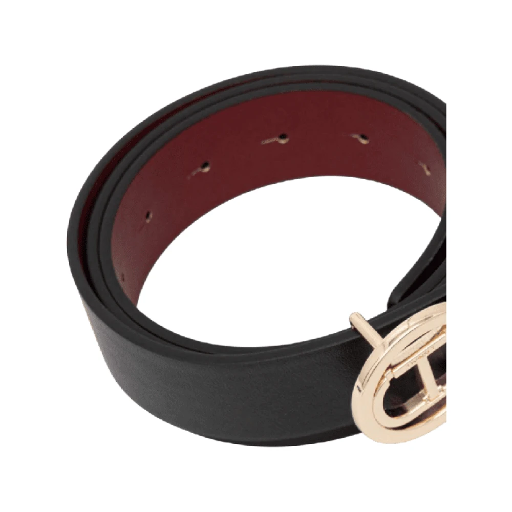 Twinset Omkeerbare leren riem zwart bordeaux Black Unisex