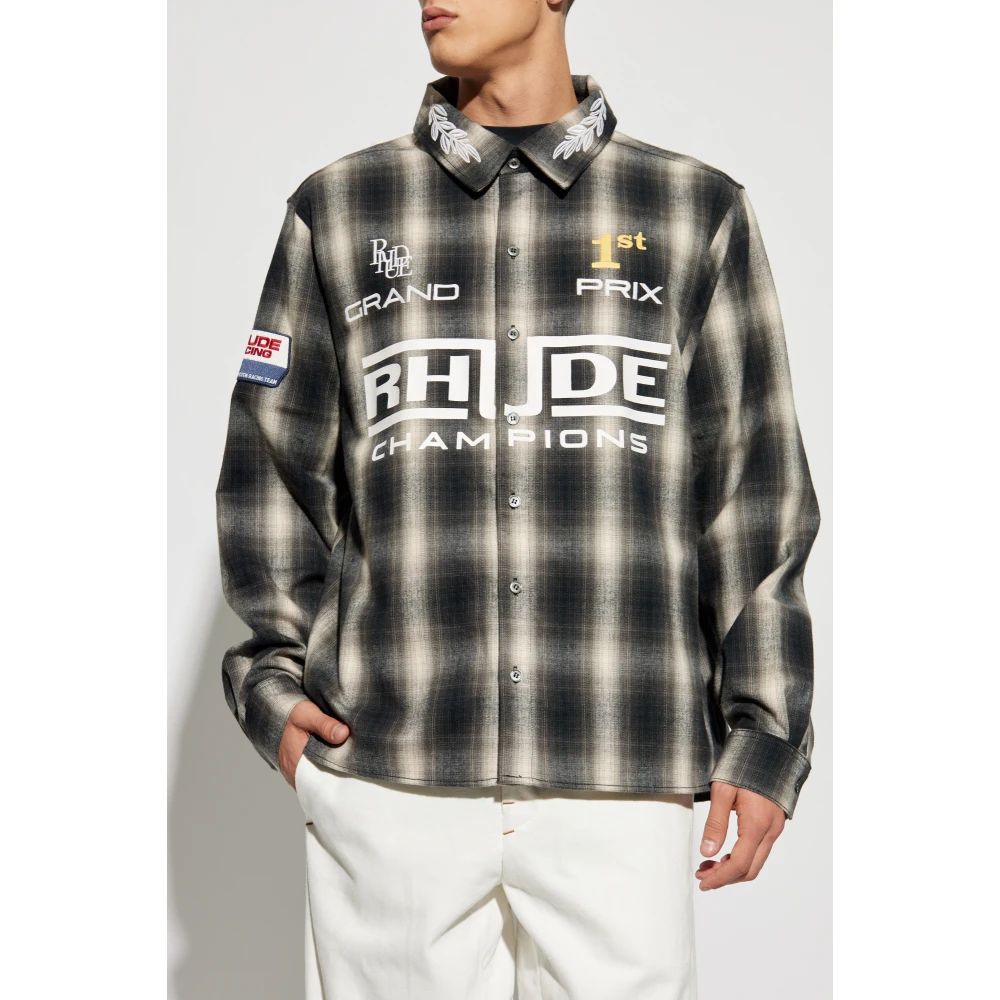Rhude Geruit Overhemd Gray Heren