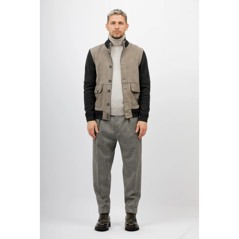 Berwich Merino wol crop broek met overfit Gray Heren