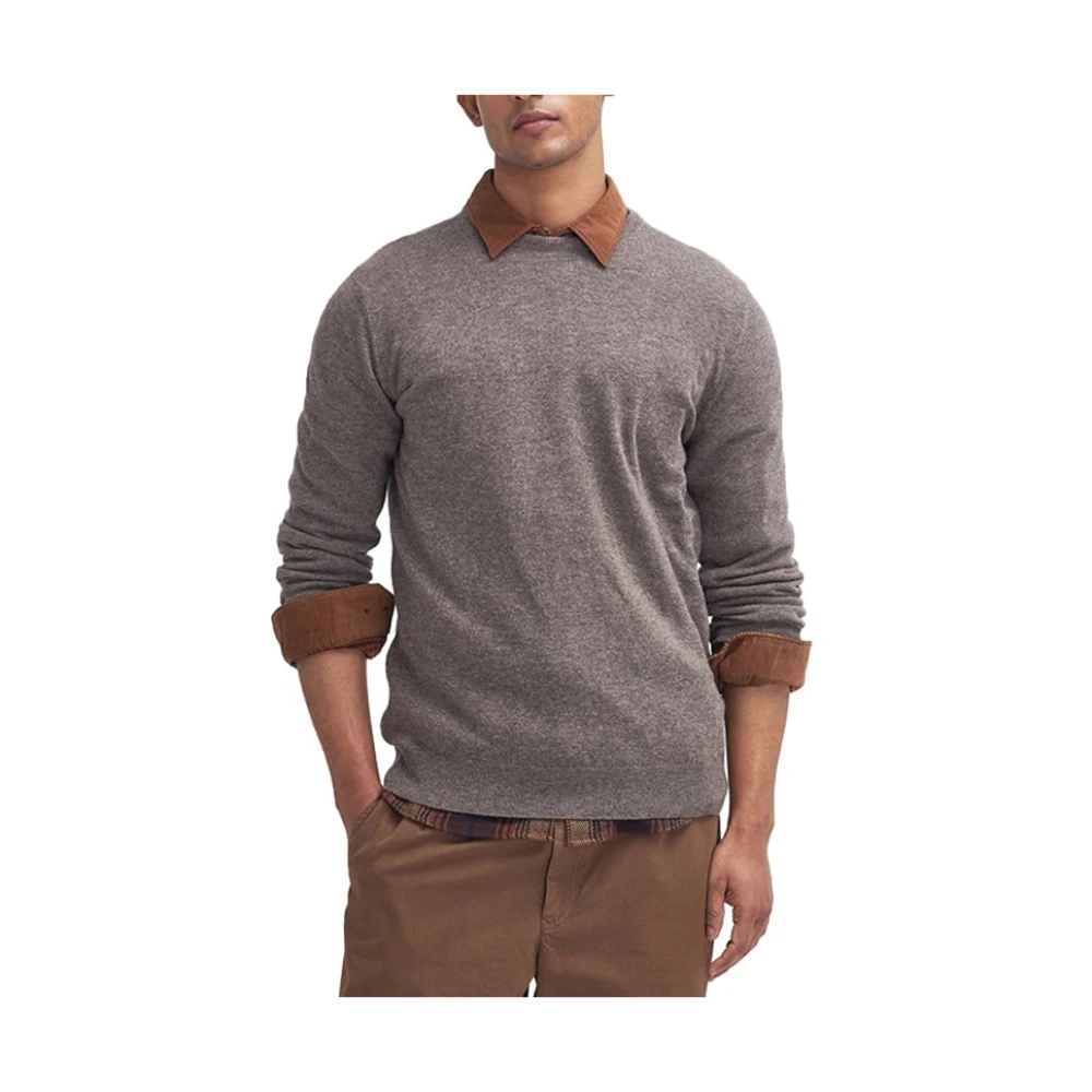 Barbour Men's Gray Round-Neck Knitwear, S, Essential Crewneck Jumper