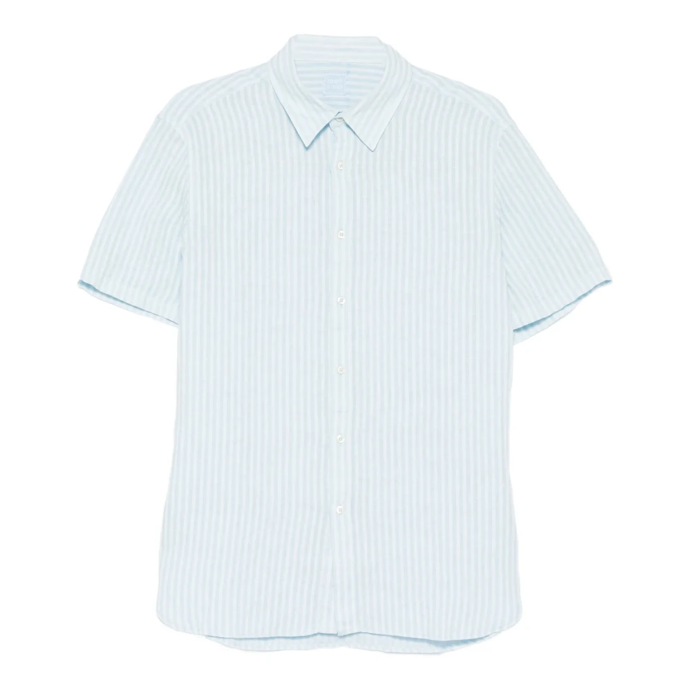 120% Lino Blue Contemporary Fit Linen Shirt - Male - Short Sleeve Shirts - Xl - Shirts