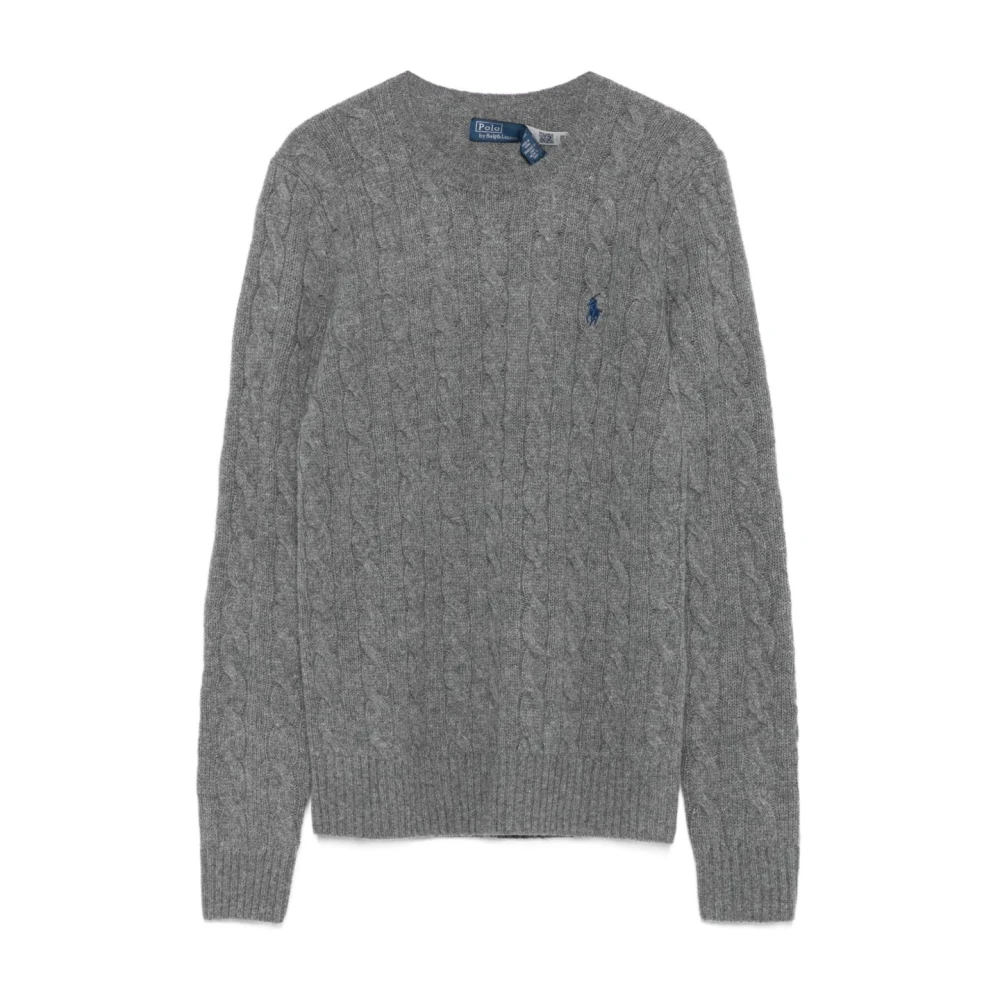 Polo Ralph Lauren Julianna Cable Wool-Cashmere Crewneck Jumper - Female - Round-Neck Knitwear - Gray - L - Knitwear