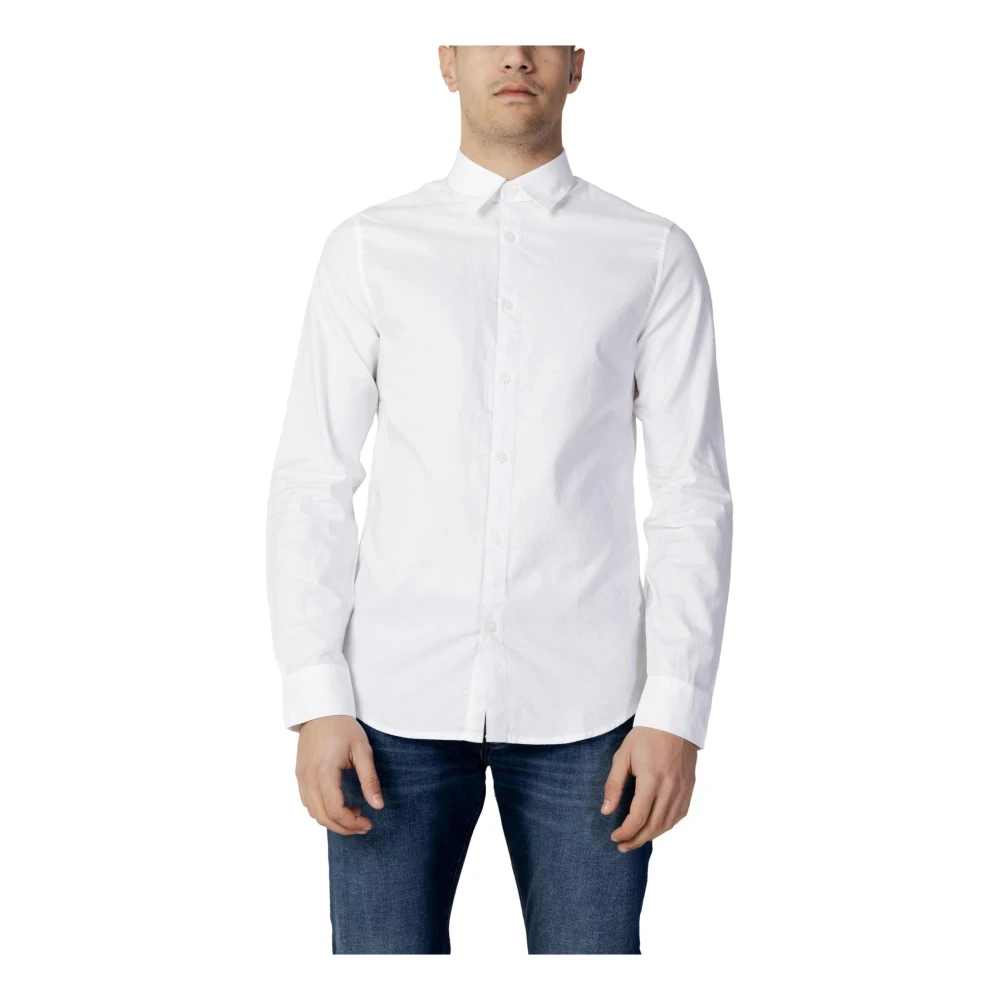 Armani Exchange Vit Bomull Slim Fit Skjorta