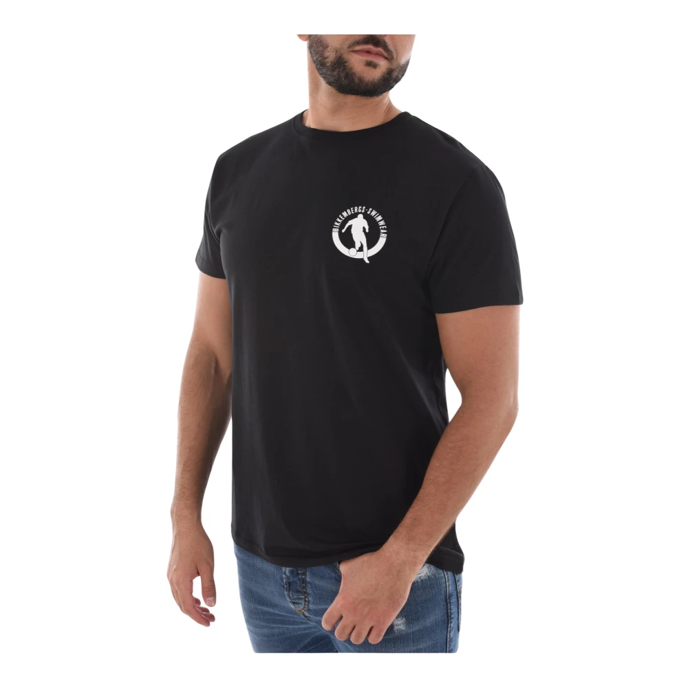 Bikkembergs Stretch Katoen Logo Print T-Shirt Black Heren