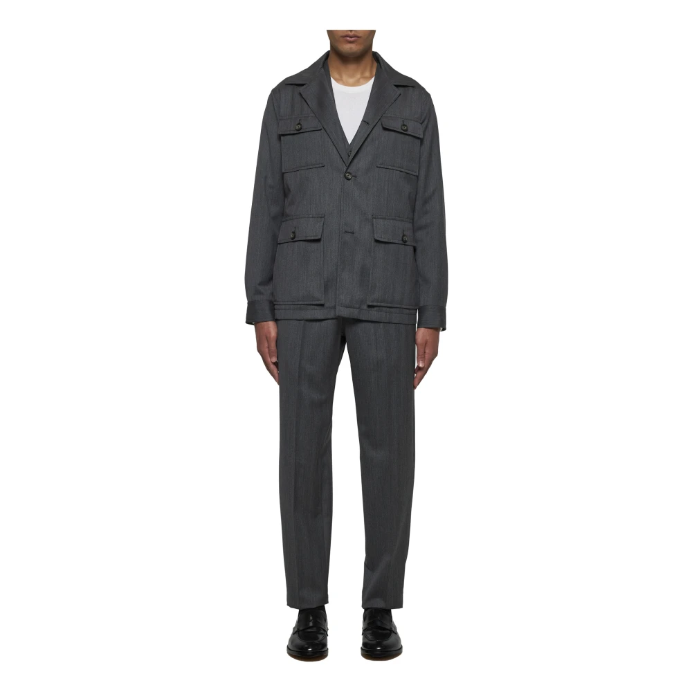 Tagliatore Antracietgrijze Wollen Field Jacket Gray Heren