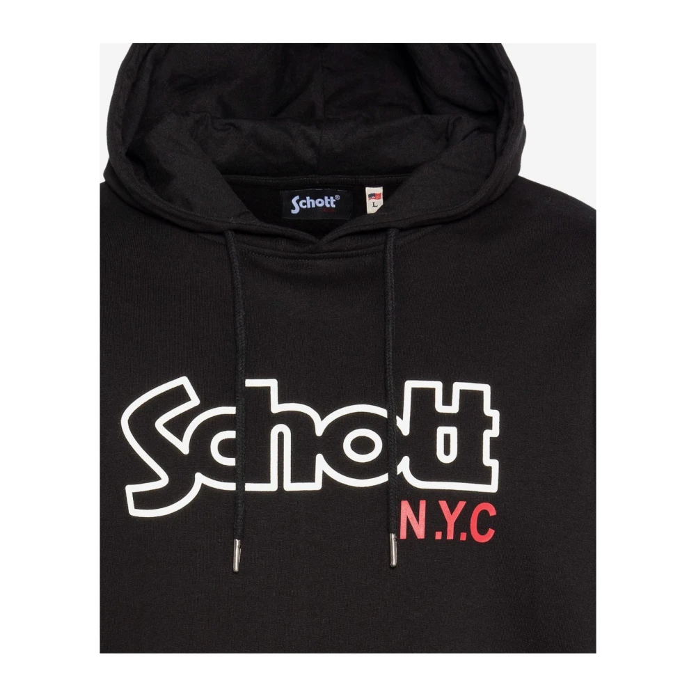Schott NYC Iconische Sidney Hoodie Zwart Black Heren