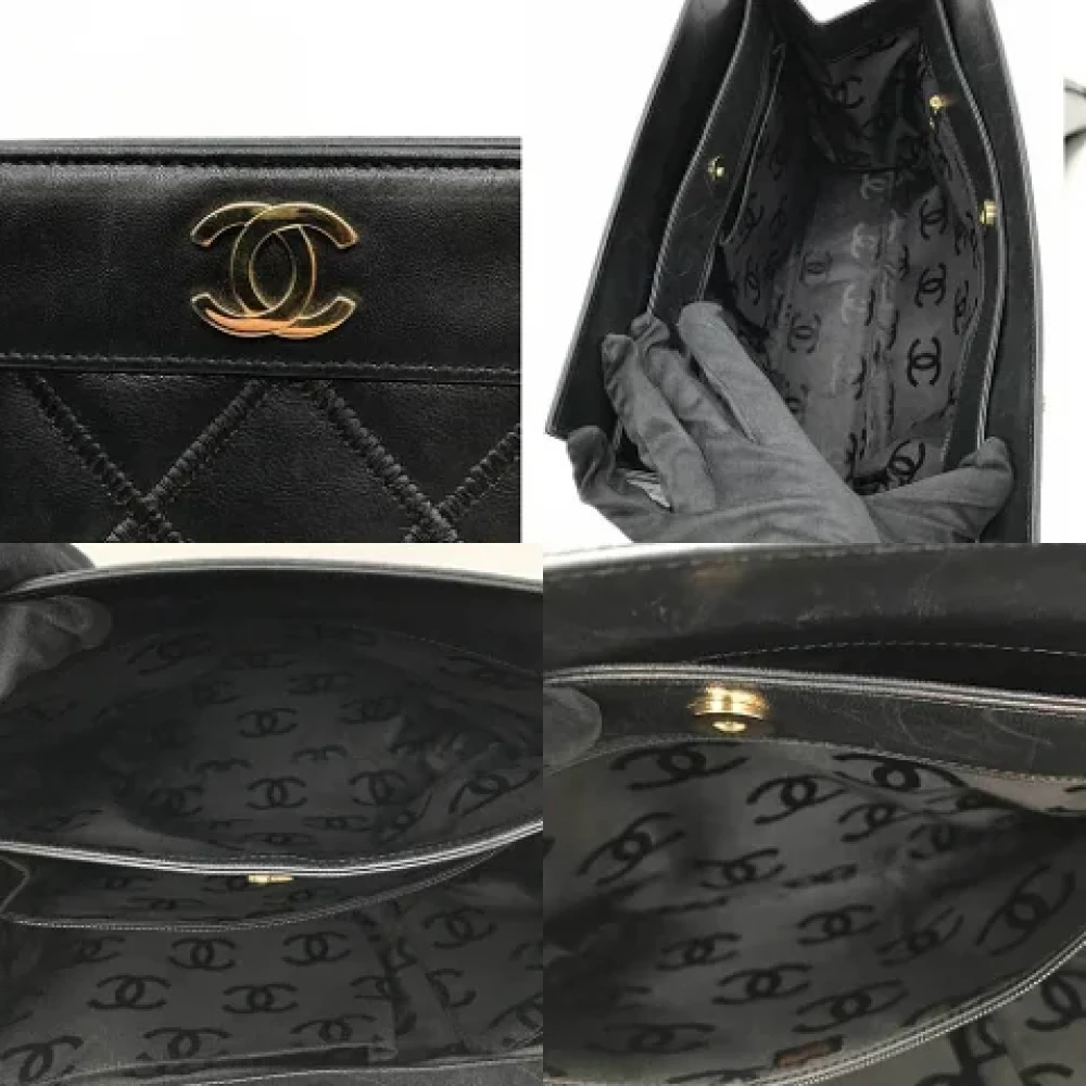 Chanel Vintage Pre-owned Leather totes Black Dames