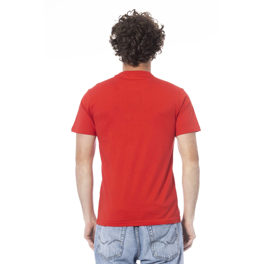 Cavalli Class Effen T-shirt met Logoprint Red Heren