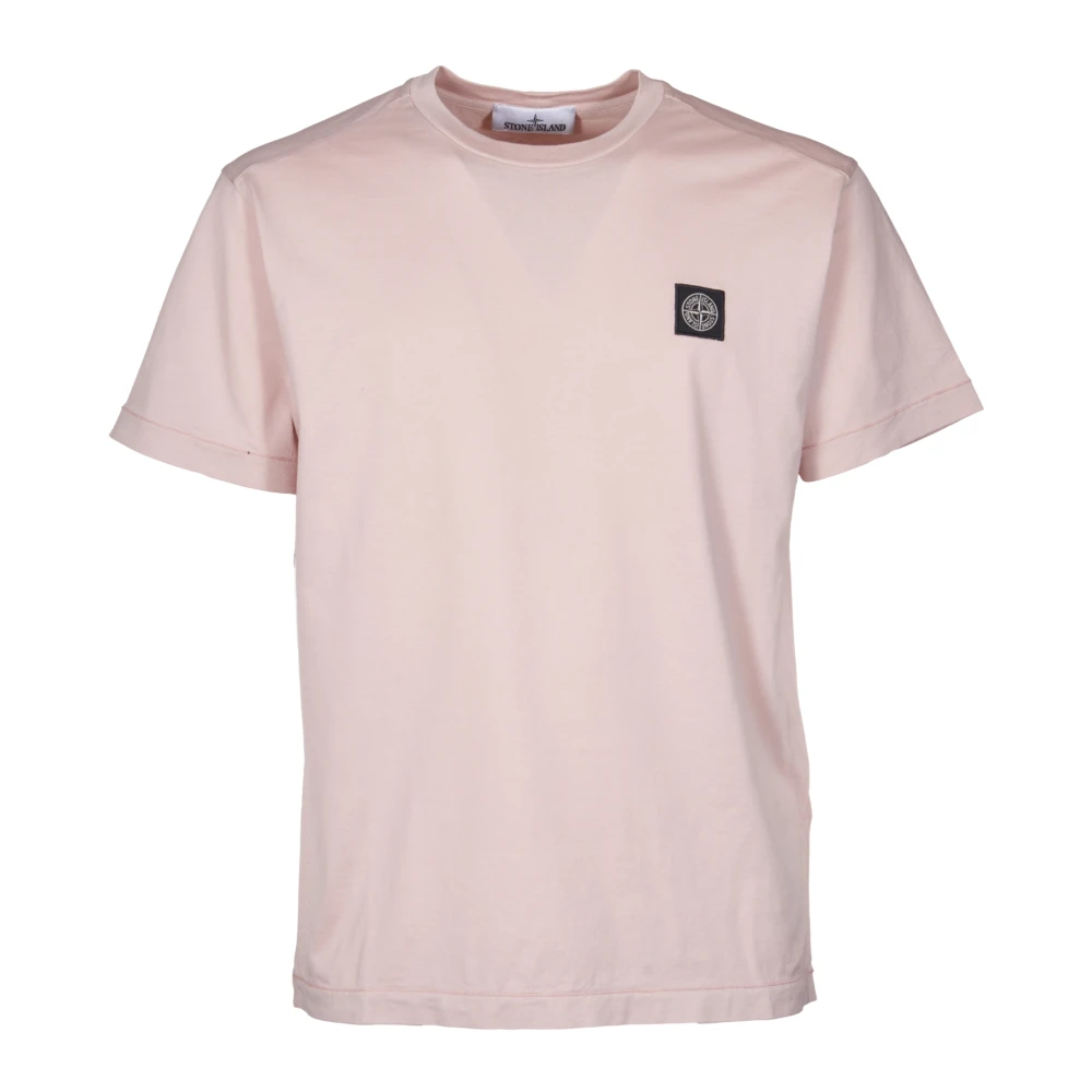 Stone Island Roze Jersey Katoenen T-shirt met Logo Patch Pink Heren