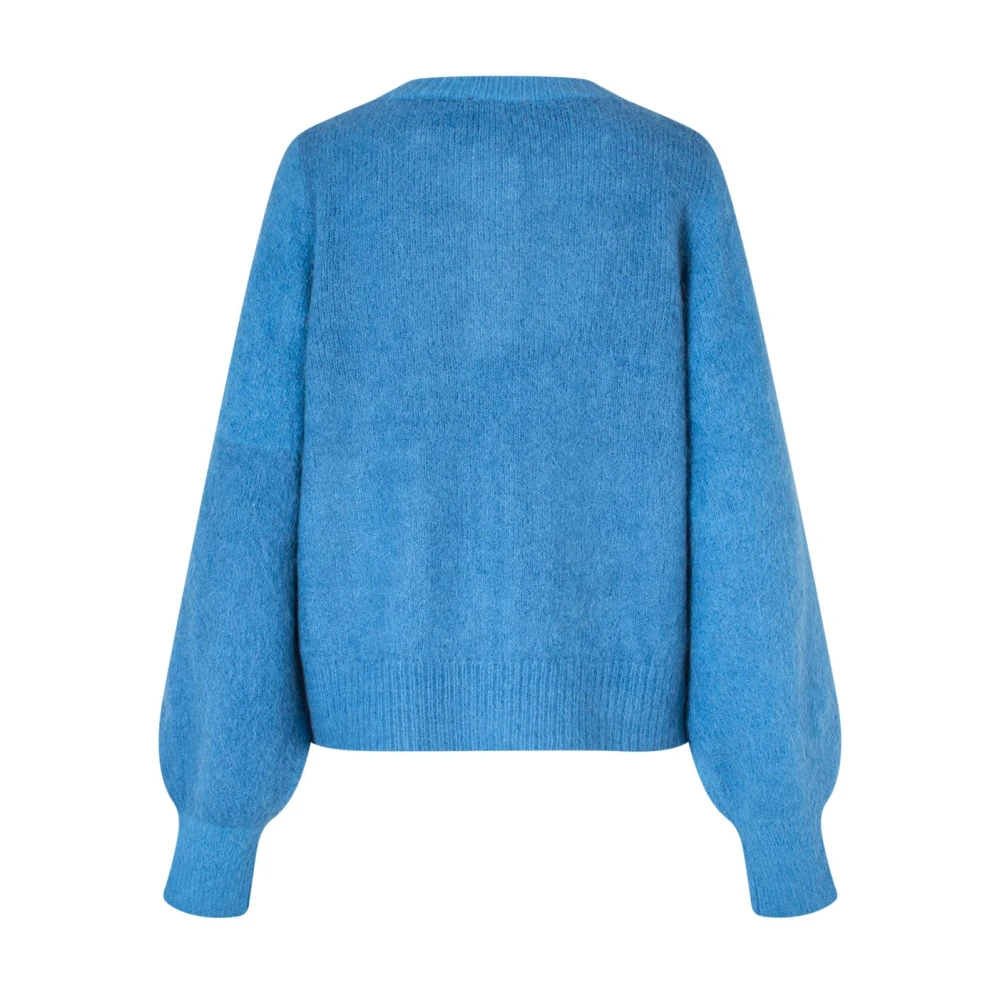 Cras Zachte Gebreide Vest met Decoratieve Knopen Blue Dames